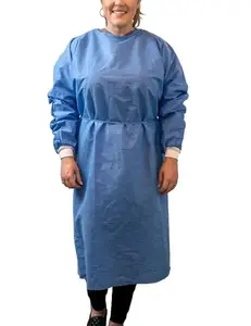 10pcs/Bag Disposable Isolation Gown - Protective Knitted Cuffs, Adjustable Waist and Neck Tie Design, Size L Reverse Wear, Non-Sterile, Loose Fit for Comfort Menswear Long Man Workwear Uniforms Clothing Traditional Fabric, color blue Tights Beige