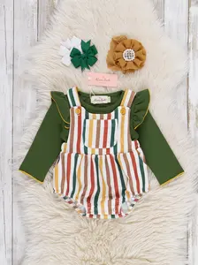 Cozy Harvest Stripe Ruffle Bloomers Outfit
