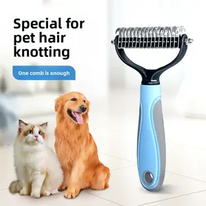 Pet Dematting Comb for Dogs & Cats, Deshedding Shedding Tools to Remove Tangles & Loose Fur, Grooming Brush for Large Dogs Like Golden Retrievers & Poodles