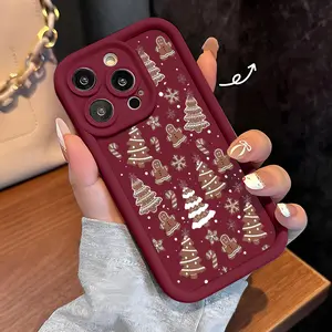 Minimalist Gingerbread Case for iPhone 17 Air 16 15 14 Pro Max 13 12 11 XR XS E Plus Pattern Silicone TPU Lens Protective Rugged Durable Soft Cover