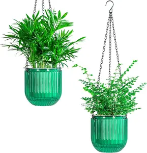 2 Pcs Self Watering Hanging Planter Indoor 5.2 Inch Plant Pots Drainage Holes Outdoor Planters Flower Pot Basket Decor