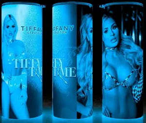 Glow in the Dark Tiffany Stratton Wrestling Tiffy Time Cup Mug Tumbler 20oz Stainless Steel Tumbler with Slide Closure Lid, Reusable Plastic Straw, Handmade Design - Drinkware