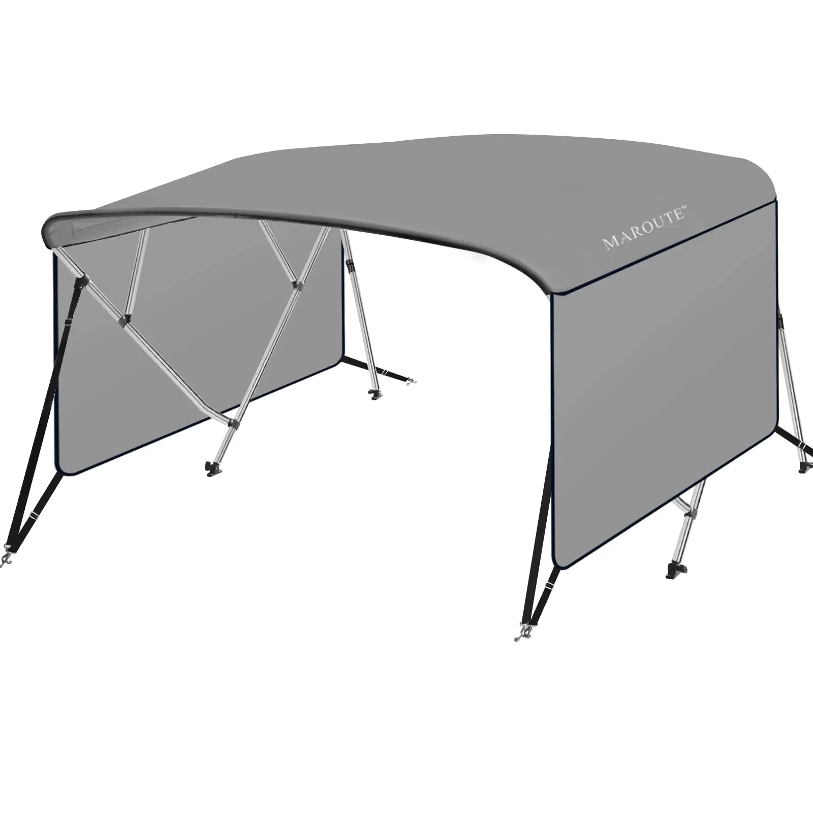 Garvee 4 Bow Boat Bimini Top with Adjustable Rear Support Poles, Waterproof Pontoon Canopy Sun Shade, Durable Bimini Cover for Fishing & Paddle Boats, Storage Boot Included
