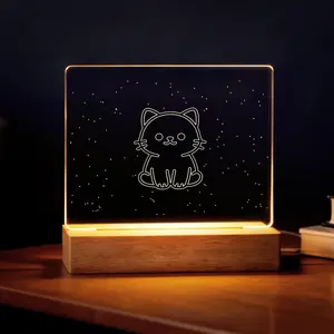 Glowing Cat Memorial Plaque - Personalized Night Light for Pet Loss, Soft Light for Bedroom, Home Decor & Sympathy Gift for Cat Lovers