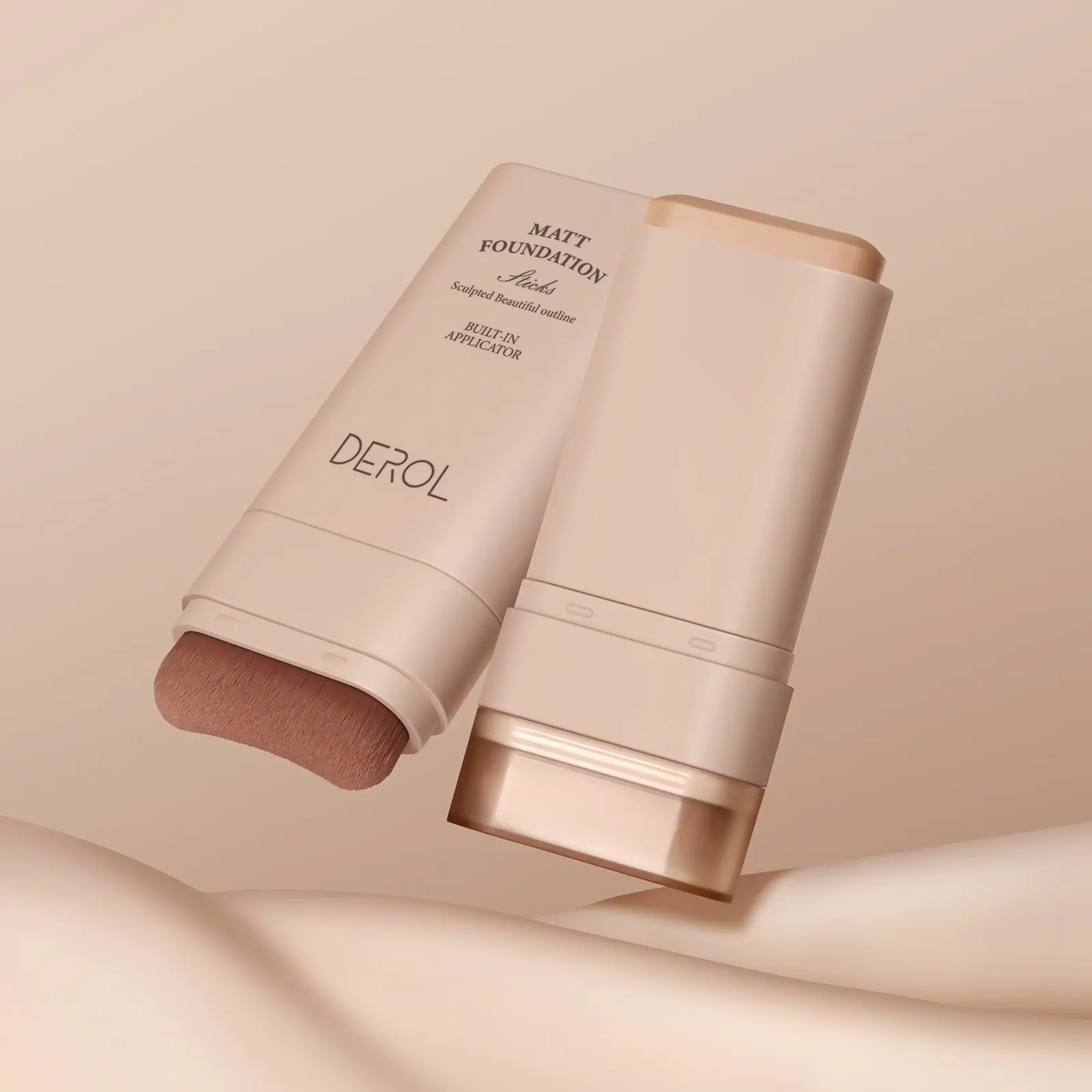 DEROL Eraser Foundation Stick 20g with Brush - Lightweight Concealer Foundation for Hydrating Makeup Use Cosmetic Moisturizer Moisture Hydrate Moisturizing 01#
