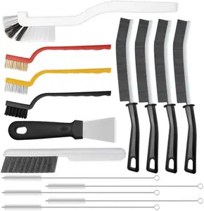 15 count Crevice Cleaning Brush, Hard Bristle Crevice Cleaner Brush, Small Cleaning Brushes for Scrub Brush for Bathroom, Ktichen, Window and Corners