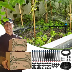 Push-to-Connect Drip Irrigation System Adjustable Irrigation System for Garden Raised Bed Automatic  Watering System Complete Drip Irrigation Kit with Drip Emitters, Tubing, Connectors