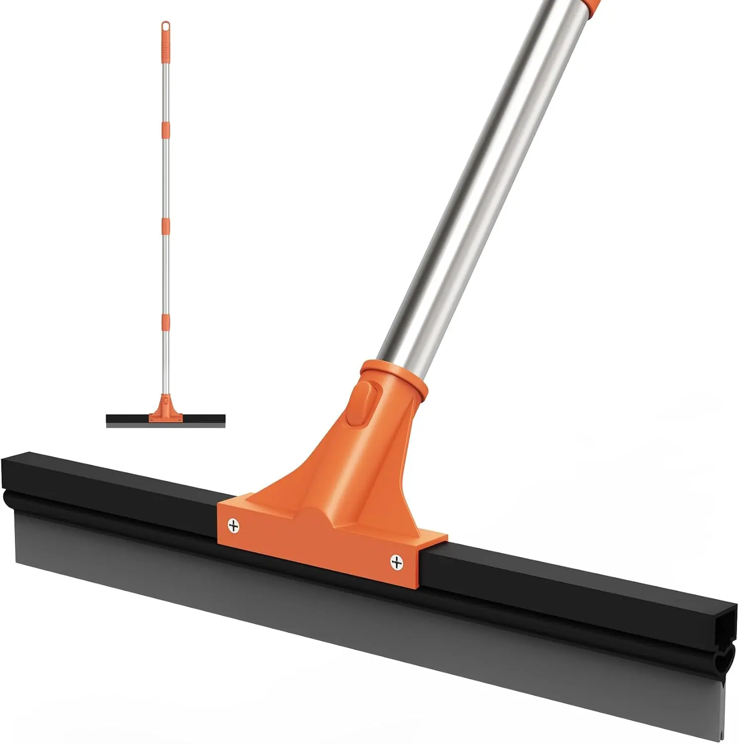 18" Floor Squeegee with 62" Long Handle, Heavy Duty Rubber Broom for Concrete, Tile & Garage Floors