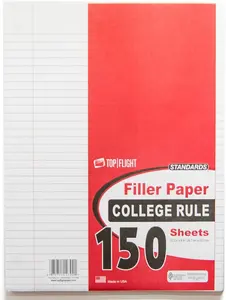 Top Flight Filler Paper, 10.5 x 8 inches, College Ruled, 150 sheets (12302)