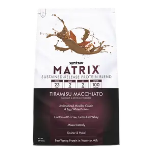 Syntrax Nutrition Matrix, Sustained-Release Protein Blend Tiramisu Macchiato 2 lbs Undenatured Micellar Casein & Whey Blend for Easy Mixing