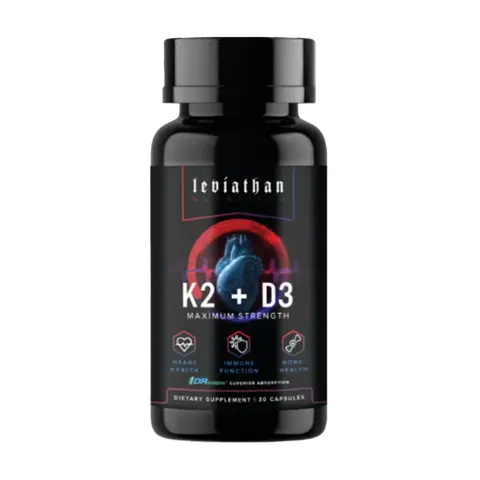 Leviathan Nutrition Vitamin D3 K2 2 in 1 Formula | Vitamin K2 (MK7) 360mcg + Vitamin D3 5000 IU Vegan Organic Extra Strength Vitamin Supplements - Support Heart, Teeth, Joint, and Bone Health