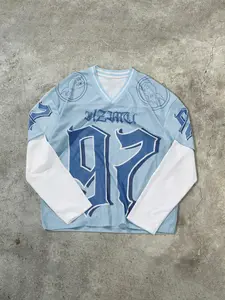 Men's Hip Hop Street Style Two-Piece Long Sleeve T-Shirt, Mesh Fabric, Colorblock Sleeves, Graphic, Casual Fitted Design for All Seasons, Streetwear