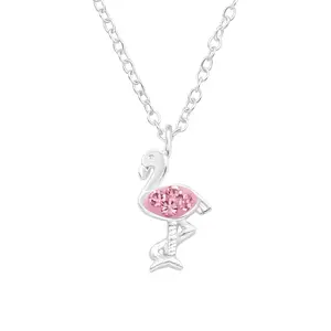 Flamingo Necklace 925 Silver with Genuine European Crystal