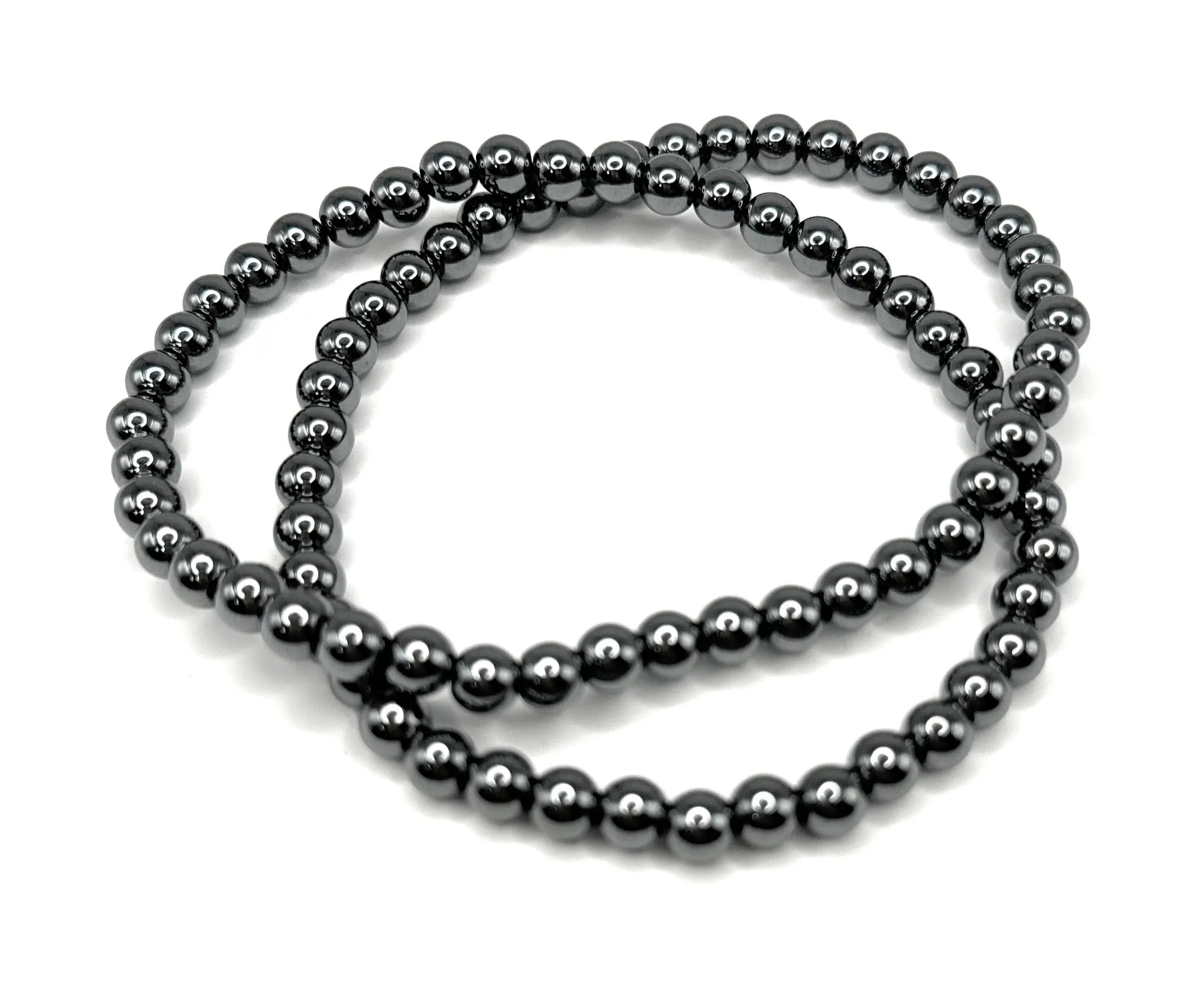 Hematite Beaded Stretch Necklace 6mm • No Clasp • Grounding & Strength Crystal Jewelry • Handmade