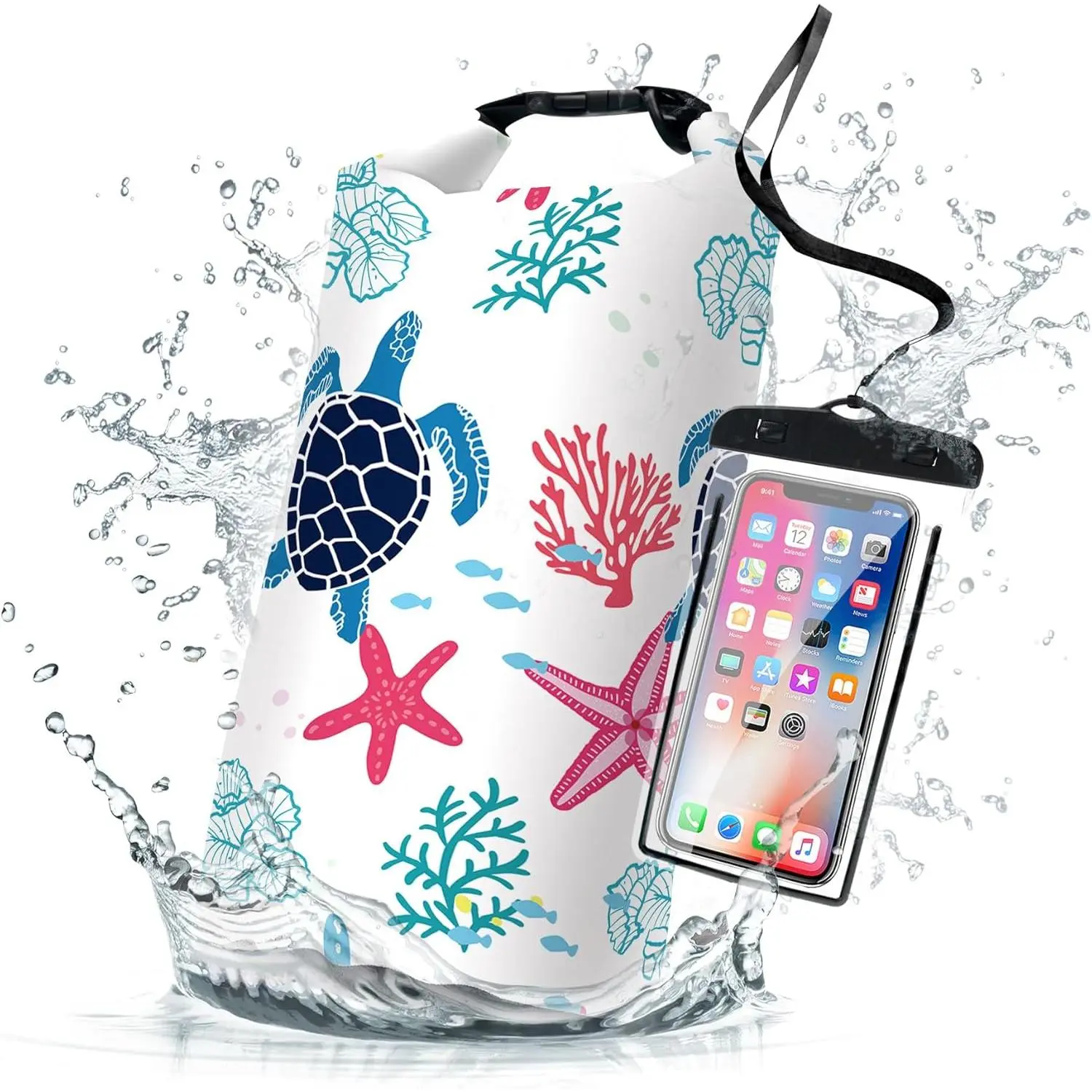 5L Waterproof Roll Top Dry Bag, Floating Dry Backpack for Kayaking Boating Swimming