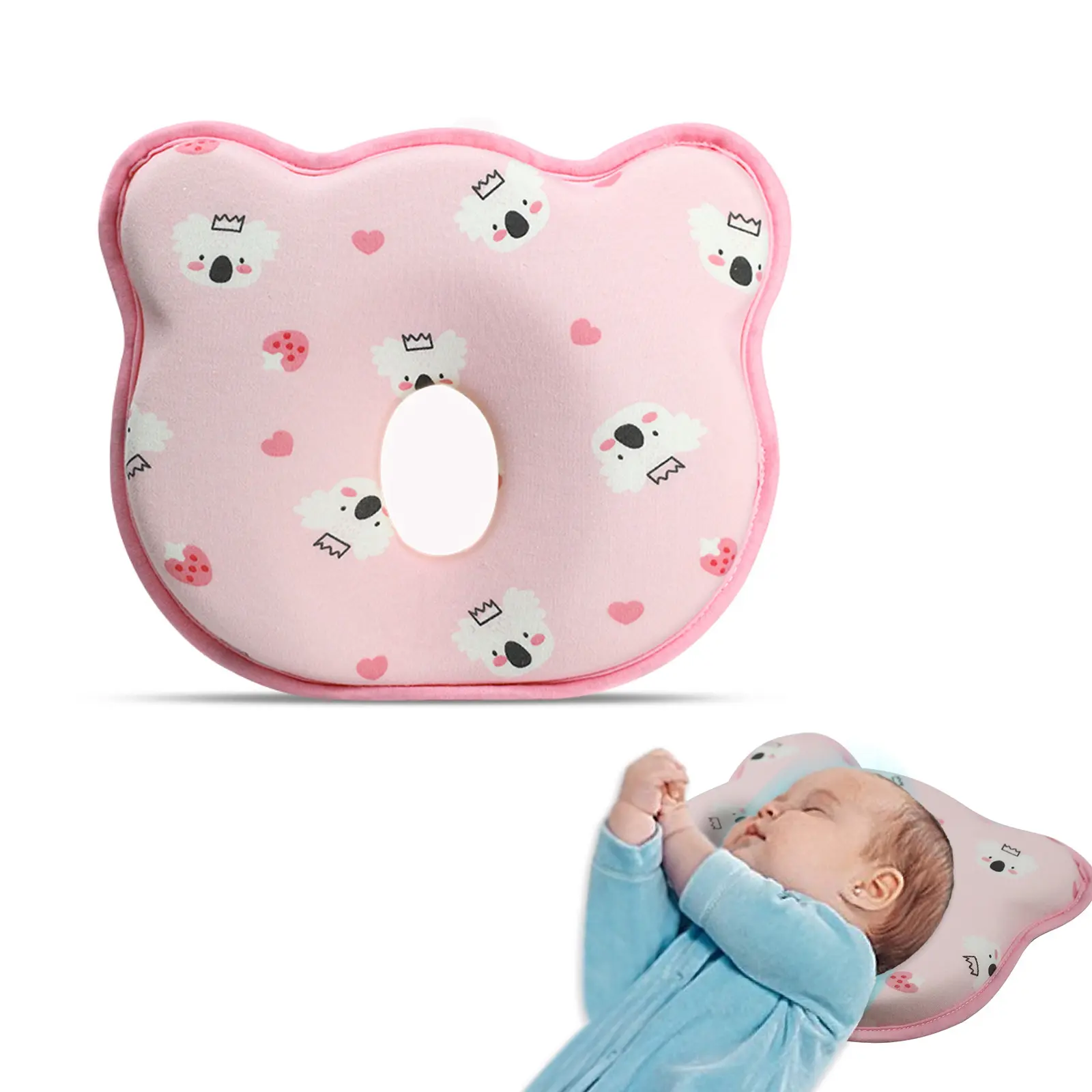 Breathable Soft Memory Foam Baby Pillow - Portable Neck Support for Baby, Effective Flat Head Prevention for Beby Travel