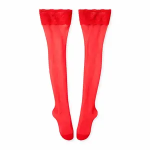 Cherry Whisper Sheer Thigh-High Socks
