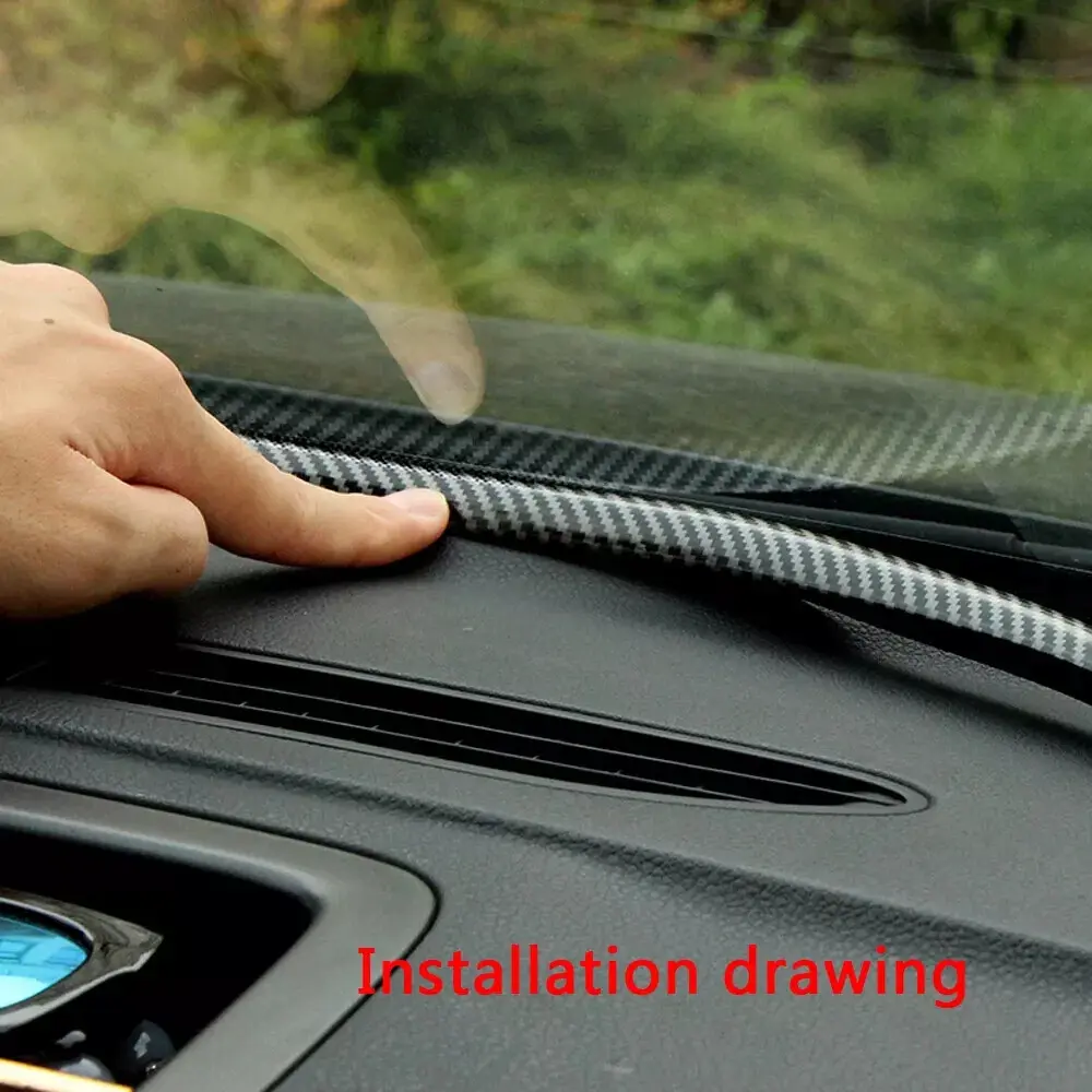 Carbon Fiber Dashboard Gap Filler – 160cm Rubber Windshield Sealing Strip with Installation Tool