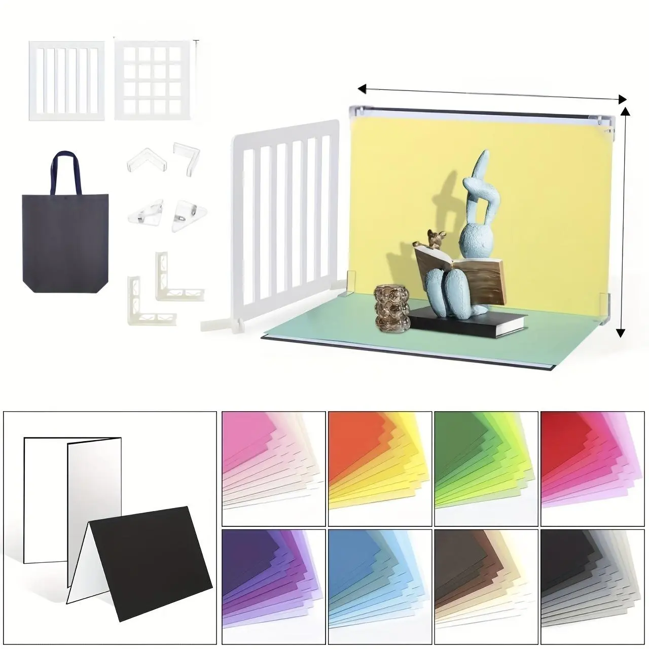 Photography Backdrop Set with 70 A3 Gradient Paper Sheets, Perfect for Jewelry Food and Cosmetics, Includes Foldable Stand and Diffusers, Accessories, Photography Tool, Photographic Kit, Photography Background Set, Photoshoot Accessories