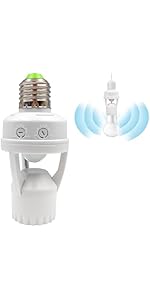 Motion Sensor E27 Light Socket Converter, Adjustable Delay Time Switch & Color Temperature Control, Smart Bulb Adapter for Home, Automatic Light Control, Energy Saving – Sensor de Movimiento