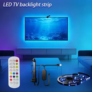 1PC Smart RGB LED TV Backlight Strip with Ar Sensor, 24-Key Remote, 3-5m Length, Screen Sync Ambient Light, for 32-85 Inch Tvs, Game Room Atmosphere