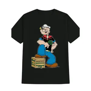 Men's Popeye The Sailor Graphic T-Shirt - 100% Cotton Soft Breathable Fabric, Machine Washable, Classic Regular Fit Short Sleeve Tee for Summer Casual Wear, Ideal Gift for Men