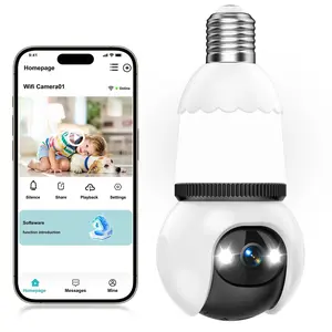 Hawkray Infrared Night Vision 5G & 2.4GHz Wireless Indoor/Outdoor Security Camera with Motion Detection 360° Remote Viewing Real-Time Alerts Light Bulb Cord