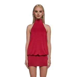 Club Moves Halter Dress -  Red