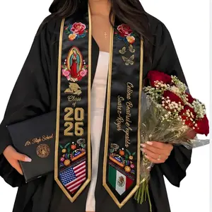 [HOT] Personalized Mexican Graduation Stole, Custom Mexican Graduation Sash, Mexican American Flag Graduation Sash 2026, Mexican Stole