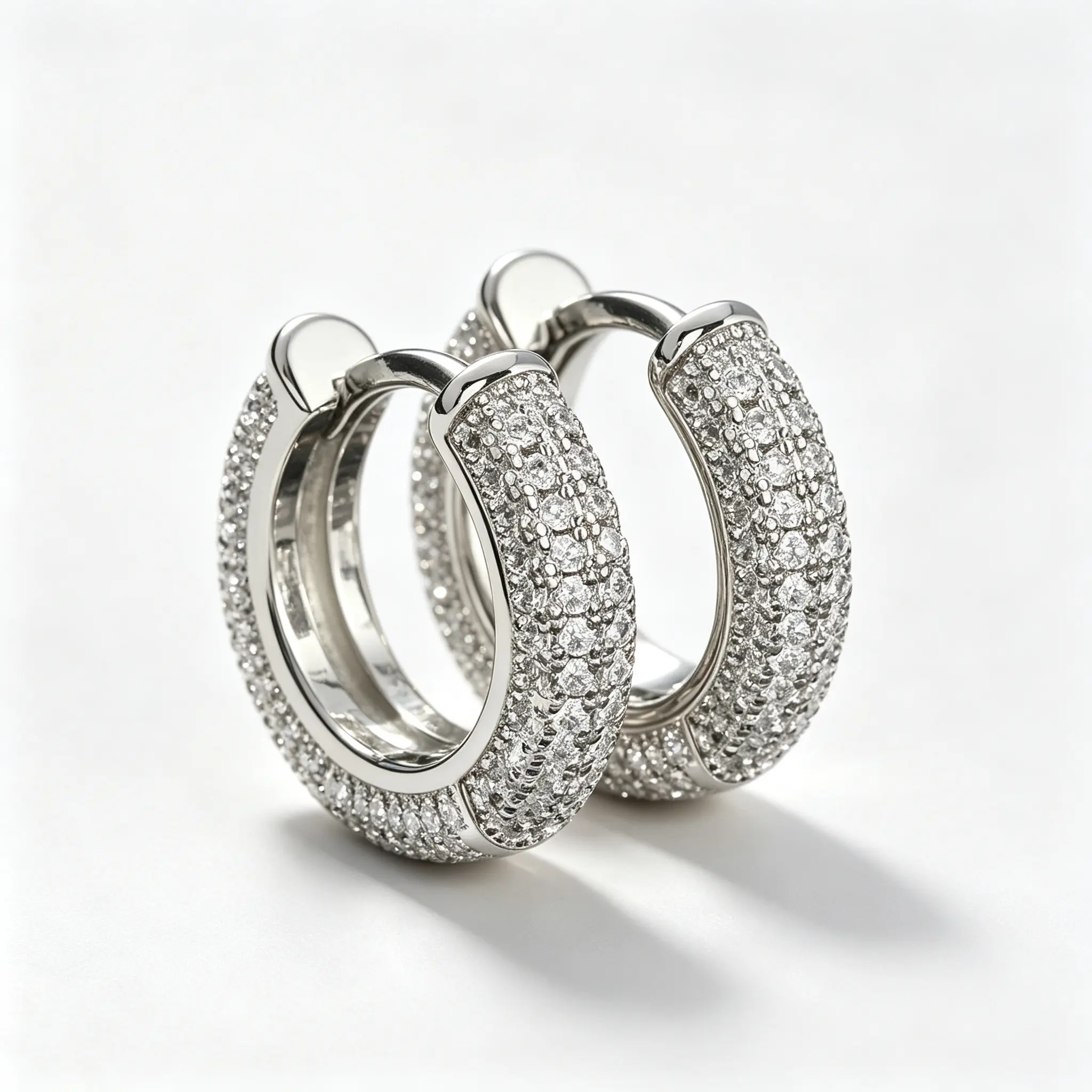 16MM Micro Pave Shiny Huggie Hoop Earrings, Gold Plated Small Circle Ear Buckles, Unisex Hip Hop Iced Out Jewelry for Men Women Daily Party Gift