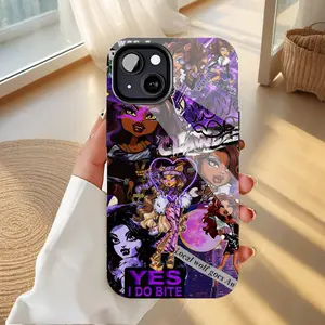 Monster High Vintage Anime Purple Aesthetic Mobile iPhone Case. Heavy - Duty Dual - Layer PBT+TPU Protective Case, Works with iPhone 16/15/14/13/12/11 Pro Max/Plus