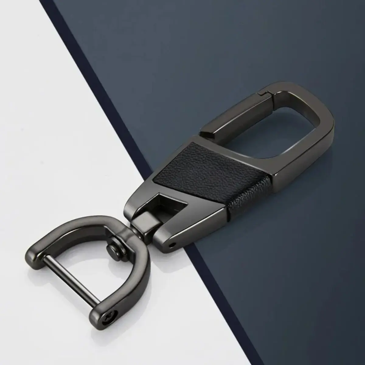 Car Key Chain, Detachable Leather Keychain Stainless Steel Buckle Keys Holder with Rings for Men and Women