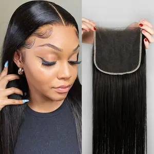 KRN 4x4/5x5/6x6/7x7 HD Lace Closure Natural Black 100%Human Hair Pre-Plucked with Baby Hair Brazilian Virgin Human Hair Closure with Small Single Knot