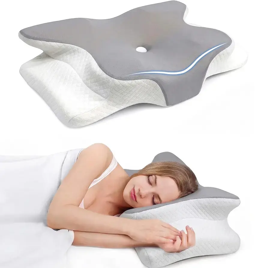 Ergonomic Cervical Memory Foam Pillow for Neck Support – Odorless Orthopedic Contour Bed Pillow for Side, Back & Stomach Sleepers, Slow Rebound Comfort Sleeping Pillow for Pain Relief & Better Sleep