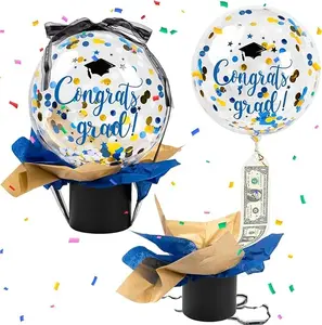 2024 Graduation Gifts, Graduation Decorations Class Of 2024 Money Gift Pull Box, Funny Money Balloon Surprise Cash Gift Idea For Boys Girls College High School Congrats Grad Blue Gold