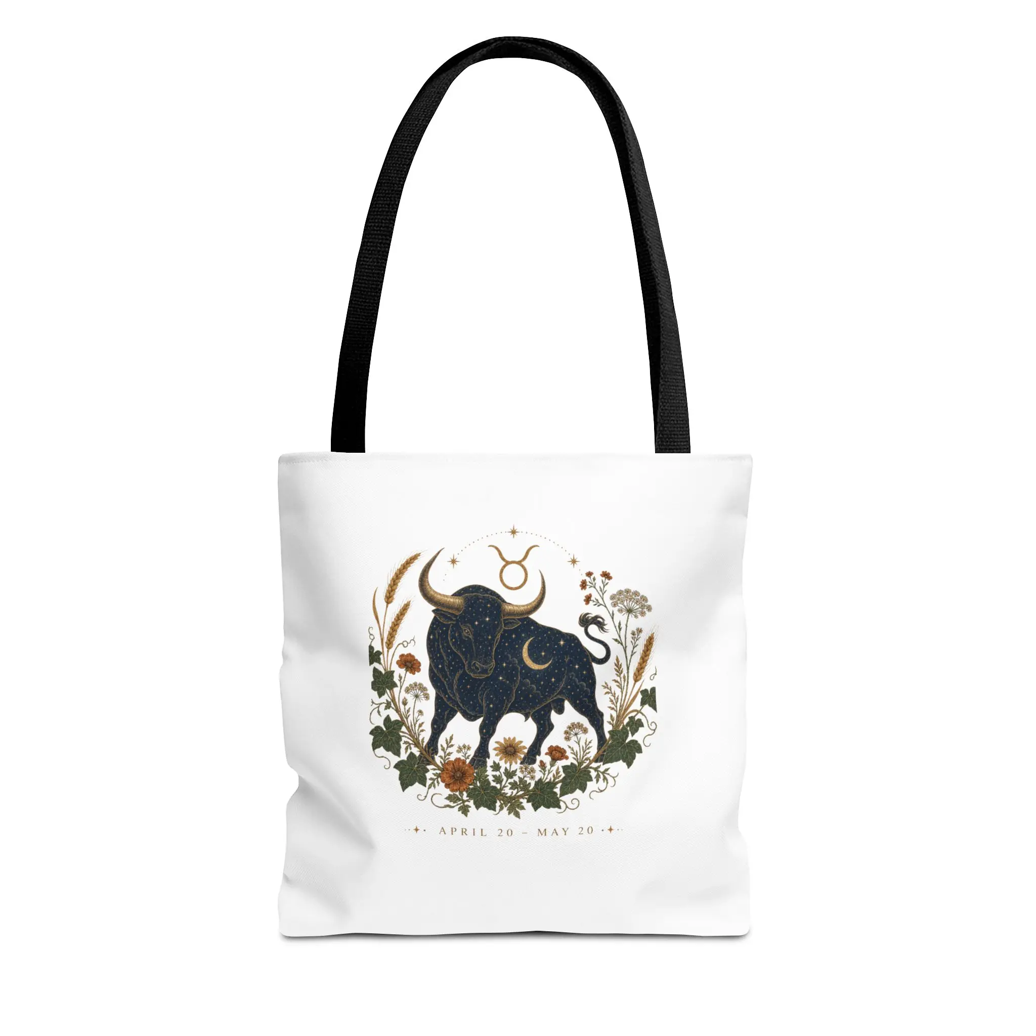 Taurus Zodiac Tote Bag | Astrology Birthday Gift for Her | Star Sign Aesthetic Tote Bag | Celestial Bull Floral