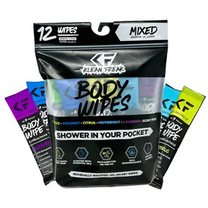 Body 12-Count Wipes - Original Disposable Wipes, Individually Wrapped for the Gym, Workout, Hiking, Travel, and Sport (Mixed)