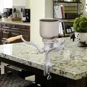 Manual Cast Iron Grain Grinder, Corn Grinder, Food Mill Hand Crank For Wheat Grains Nuts Grinds, Cast Iron Construction, Large Capacity, Easy to Clean