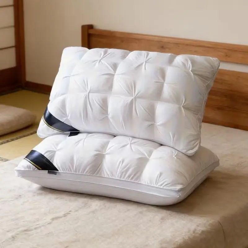 Luxury Cervical Support Hotel Pillow, Ultra-Soft Breathable Bed Pillows, Sleep Massage Core, Humid Absorbent Home Use, Portable Headrest, Ergonomic Neck Care