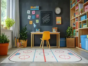 Dynamic Rugs Kidz 8080-199 4x6 Hockey Area Rug Dynamic Rugs Kidz 8080-199 4x6 Hockey Area Rug