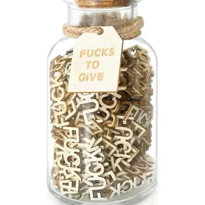 Jar of Fucks Gift Jar 9 OZ,200PCS Fucks to Give for Valentines Day,Fuck Jar Wooden Cutout Letter Funny Gifts for Birthday Day,Holiday,Gift to Friend