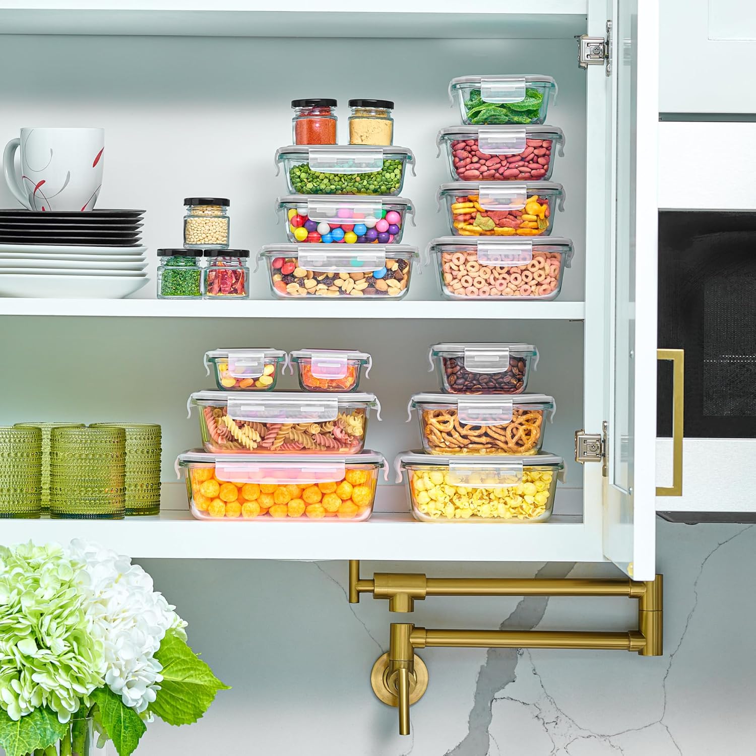 12Pcs 18Pcs Borosilicate Glass Storage Bowls Integrated Locking Lid Design Silicone Airtight Sealed Leakproof Food Safe Material Dustproof Moisture Proof Fresh Keeping Reusable Washable Container For Daily Kitchen Food Storage