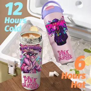 Fashion The Pink P-Panther Vacuum Flasks New Upgrade Multi-Use Insulated Travel Mug – Ceramic Lined Tumbler with Tea Infuser, Hidden Straw & Non-Slip Base, Vacuum Cold Retention Coffee Water Bottle 700ml