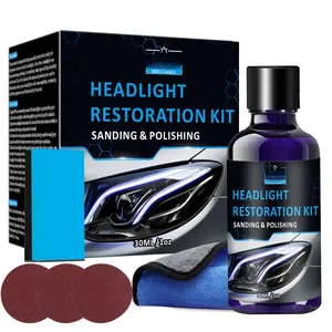 Car Headlight Restoration Kit - Cleaner With Crystal Coating To Oxidation  Yellowing And | Includes 3 Sandpapers 1 Applicator Foam Microfiber Towel 1oz/30ml