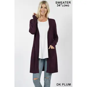 Open Cardigan- Dark Plum