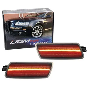 iJDMTOY Dark Smoked Lens Amber Full LED Bumper Side Marker Light Kit For 2005-2011 Audi A6 S6 RS6