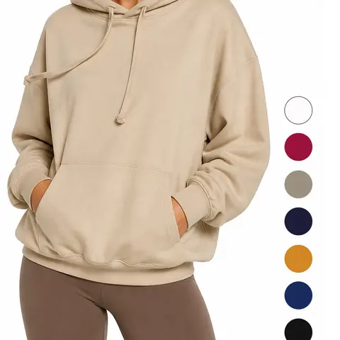Holafish Oversized Hoodies Women's Comfy Fleece-Lined Loose Hoodie Sweatshirt Pullover Sweatshirts Hooded Unisex- Long Sleeves, Ribbed Cuffs, Kangaroo Pocket,Womenswear Everyday Fit Minimalist Casual Top for Easter, Valentine's Day S-3XL