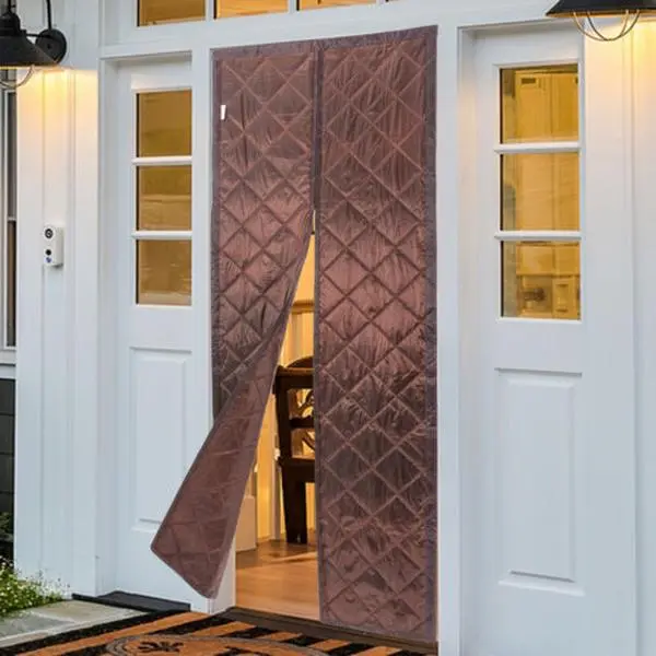 Insulated Cold&Hot Door Curtain Magnetic Thermal Door Cover Screen Door Coffee