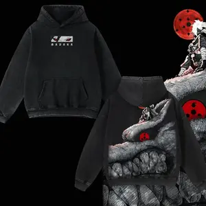 Uchiha Madara X Naruto Anime Double Printed Vintage  Washed Hoodie Unisex Oversize Anime Manga Washed Heavyweight Cotton Hoodie, Anime Merch,Anime Fan VK2