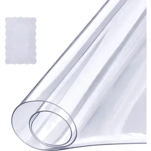 Father's Day Gift VEVOR Clear Table Cover Protector, 18" x 36" Customizable Plastic Desk Protector, 1.5 mm Thick Clear PVC Cover, Waterproof Desktop Guard for Writing, Coffee, Dining Room Desk